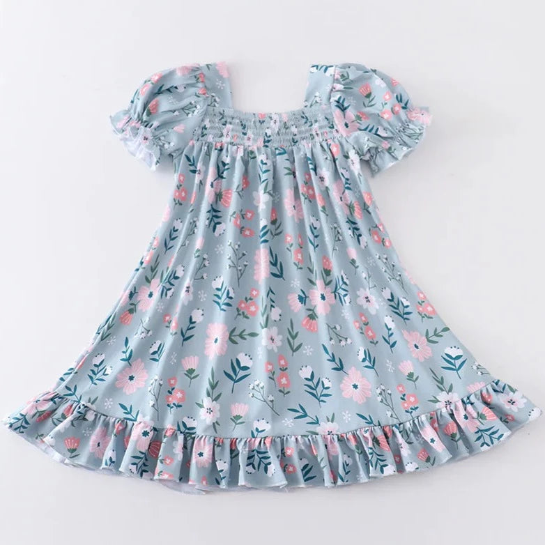 Honeydew Floral Print Ruffle Dress