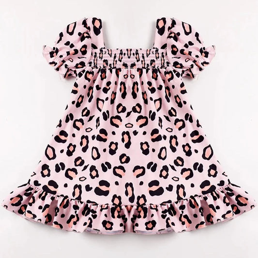 Honeydew Pink Leopard Ruffle Dress