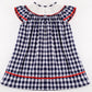 Honeydew Plaid Smocked Patriotic Dress