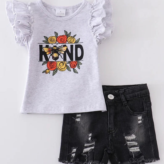 Honeydew Bee Kind Denim Short Set