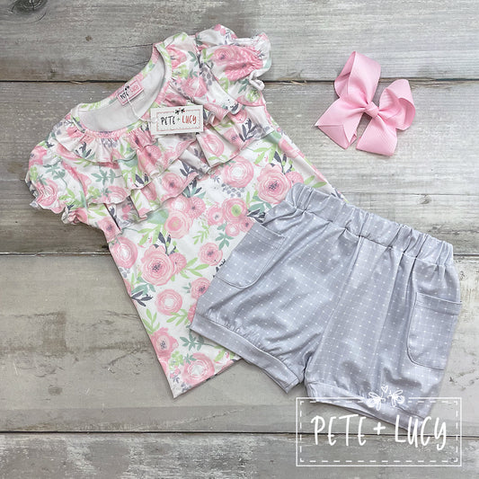 Pete + Lucy Sweet Pink Bouquet Short Set