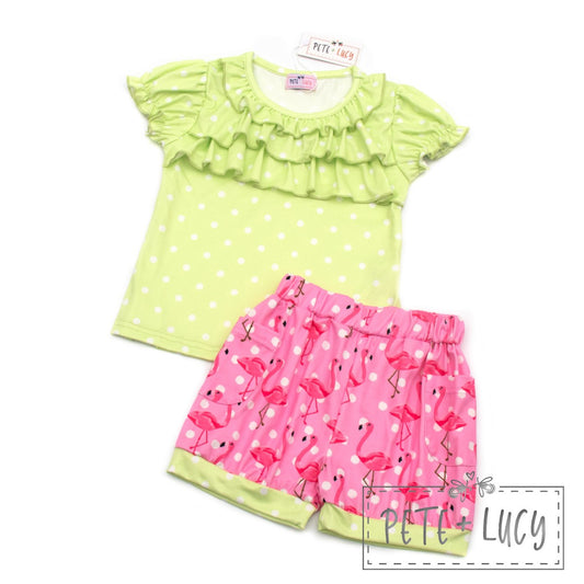 Pete + Lucy Fancy Flamingos Short Set