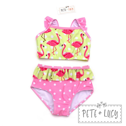 Pete + Lucy Fancy Flamingo Two Piece Swim Suit