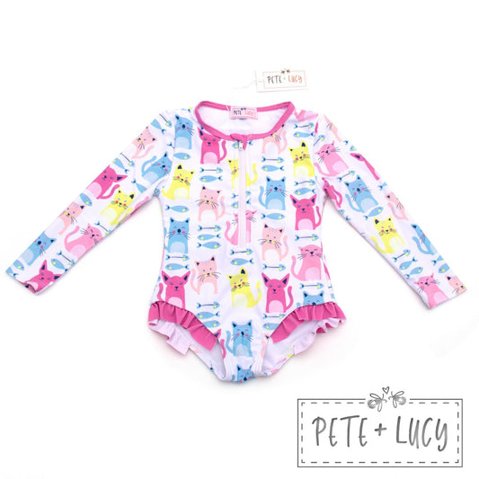 Pete + Lucy I Love Cats Rash Guard Swim Suit