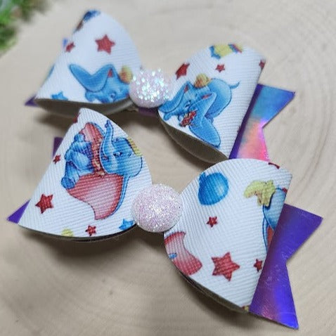 Big Ears Don't Care Piggy Tail Bow Clips Set of 2