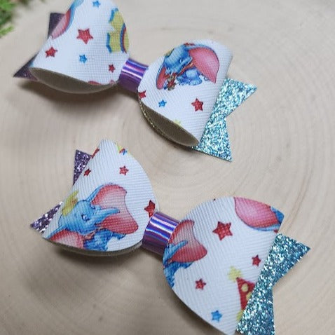 Big Ears Don't Care 2 Piggy Tail Bow Clips Set of 2