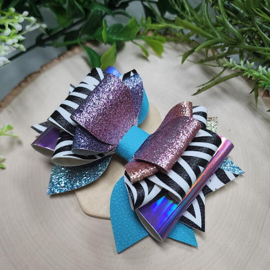 Ooo Girl You Extra Rainbow Zebra Dance Party Bow Clip