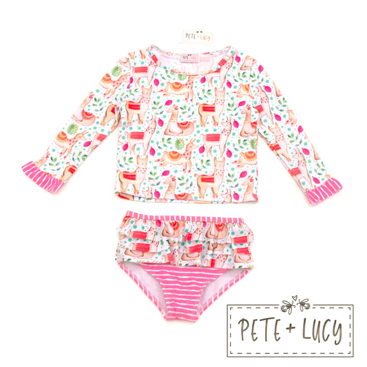 Pete + Lucy Sweet Llamas Rash Guard Swim Suit